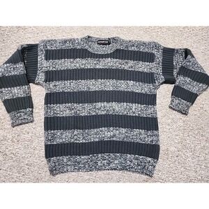 Botany 500 Vintage Crew Neck Pullover Sweater XL Retro Gray Stripe USA